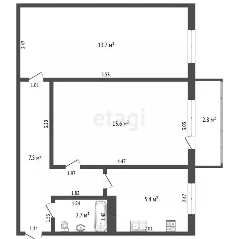 2-к кв. Самарская область, Самара Революционная ул., 52 (43.7 м) - Фото 2