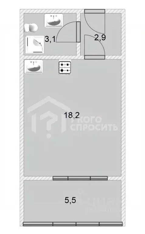 Студия Санкт-Петербург просп. Ветеранов, 183 (24.2 м) - Фото 2