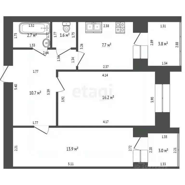 2-к кв. Башкортостан, Стерлитамак ул. Строителей, 65 (52.8 м) - Фото 1
