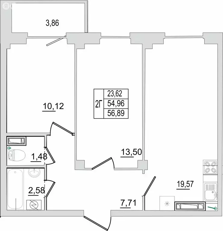 2-комнатная квартира: Псков, улица Ижорского Батальона, 17 (56.89 м) - Фото 0