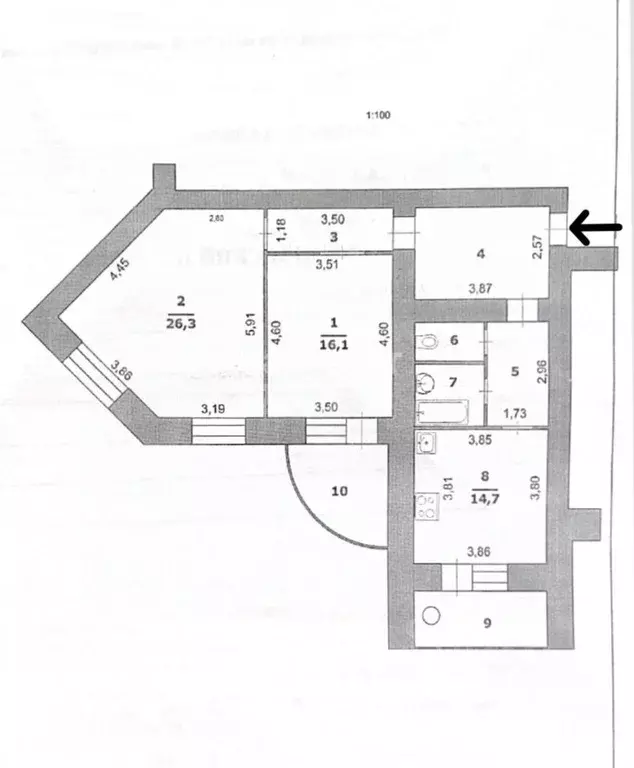 2-к кв. Белгородская область, Белгород бул. Юности, 41 (82.0 м) - Фото 2