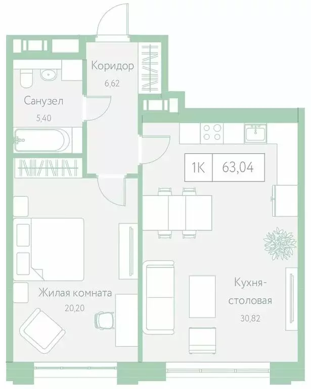 1-комнатная квартира: Хабаровск, Доступный переулок, 14 (63.04 м) - Фото 0