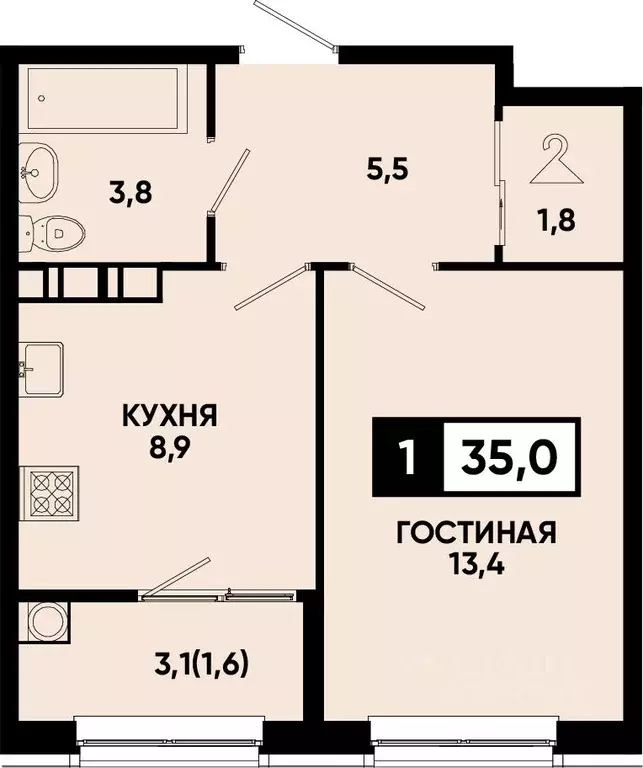 1-к кв. Ставропольский край, Кисловодск Моя Легенда жилой комплекс ... - Фото 1