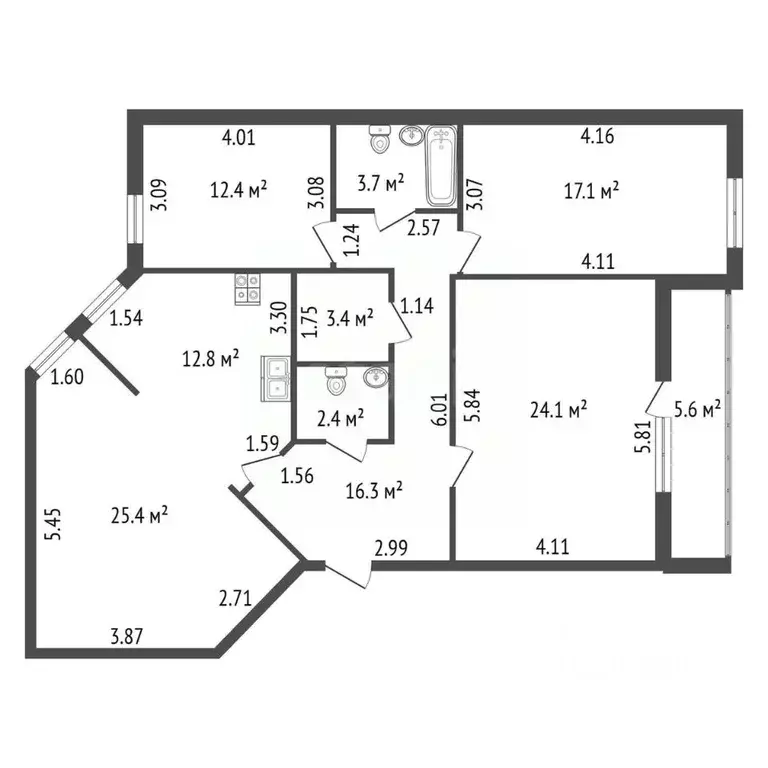 3-к кв. Санкт-Петербург просп. Наставников, 43к1 (117.6 м) - Фото 2