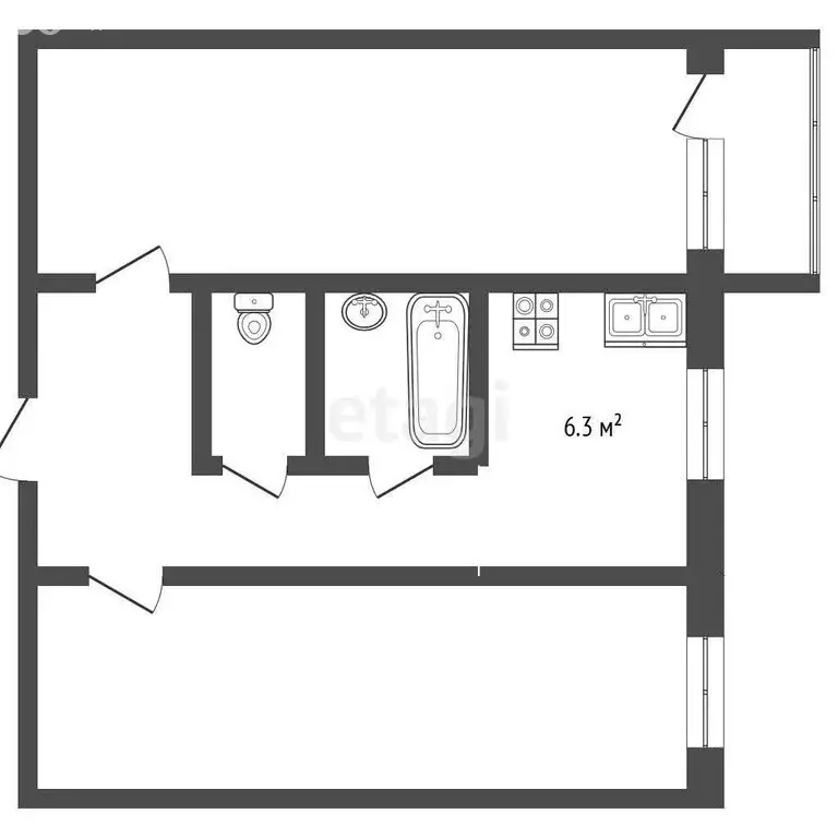 2-комнатная квартира: Новодвинск, Первомайская улица, 7 (45.5 м) - Фото 1