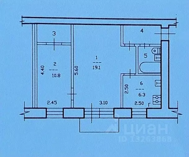 2-к кв. Вологодская область, Череповец ул. Гагарина, 35 (44.8 м) - Фото 2