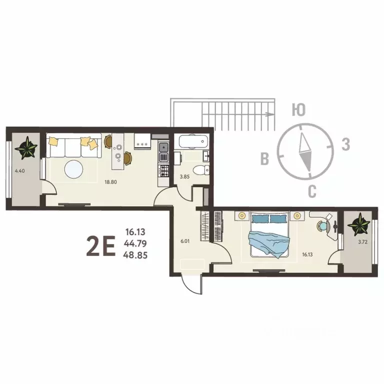 1-к кв. Воронежская область, с. Новая Усмань, Ольха мкр  (48.85 м) - Фото 1