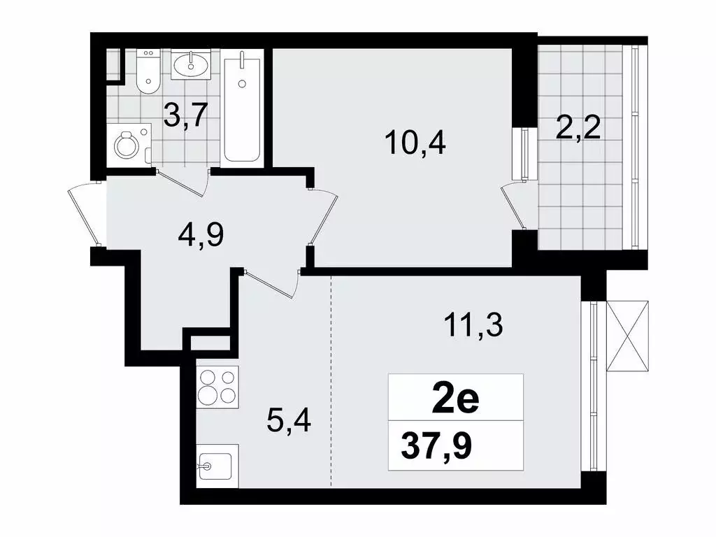 2-комнатная квартира: Всеволожск, микрорайон Южный, 3.3 (37.9 м) - Фото 0