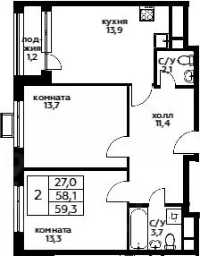 2-к кв. Москва 3-я Хорошевская ул., 17А (61.0 м) - Фото 1