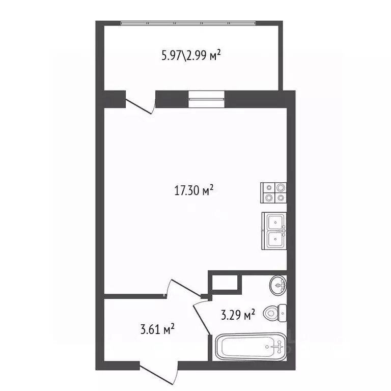 Студия Санкт-Петербург Планерная ул., 87к1 (23.7 м) - Фото 0