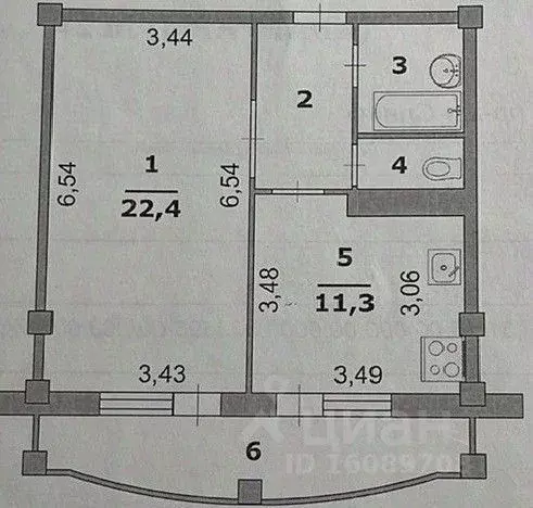 1-к кв. Белгородская область, Белгород просп. Славы, 34 (43.4 м) - Фото 2