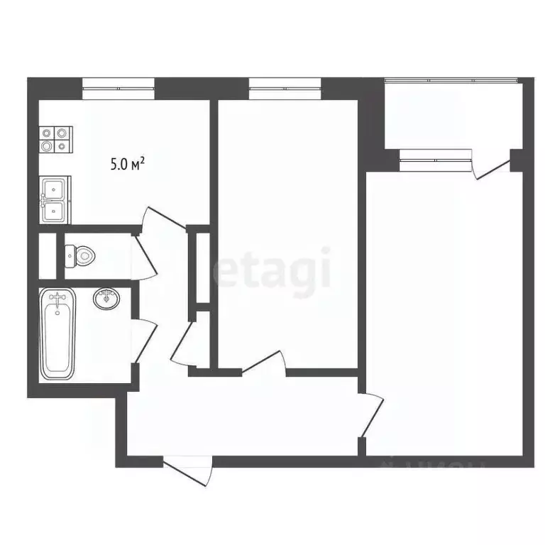 2-к кв. Ямало-Ненецкий АО, Новый Уренгой Молодежная ул., 9А (43.7 м) - Фото 1