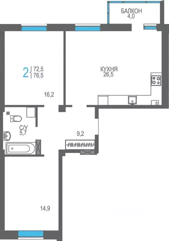 2-к кв. Крым, Феодосия ш. Симферопольское, 48к1 (76.5 м) - Фото 0