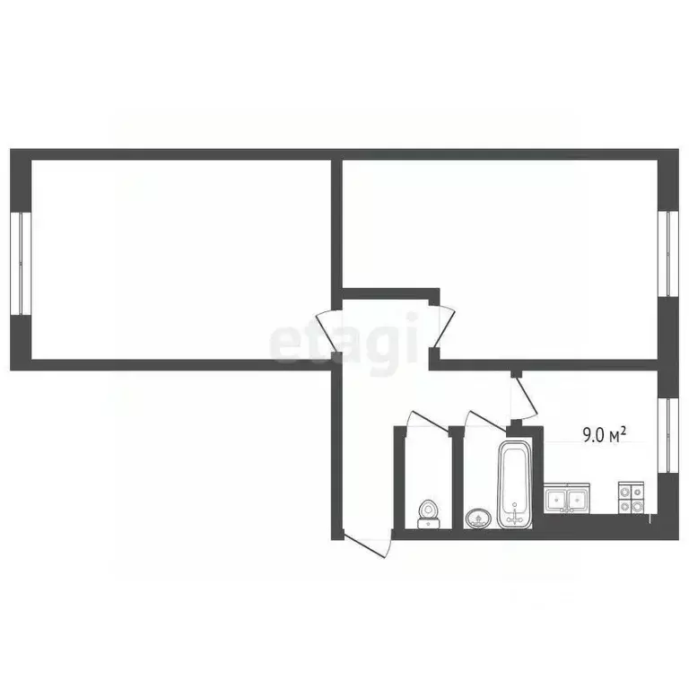 2-к кв. Белгородская область, Шебекино ул. Дзержинского, 9 (47.3 м) - Фото 2