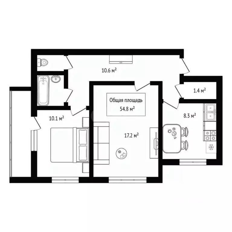 2-к кв. Новосибирская область, Искитим Индустриальный мкр, 53 (54.8 м) - Фото 1