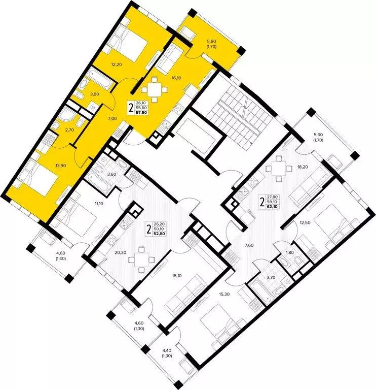 2-комнатная квартира: Сукко, жилой комплекс Кипарис (57.5 м) - Фото 2