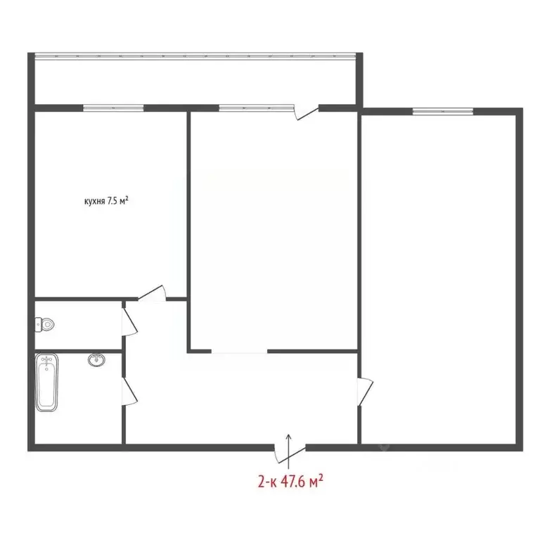 2-к кв. Свердловская область, Екатеринбург ул. Крестинского, 51 (47.6 ... - Фото 2
