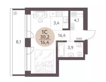 Продаётся квартира-студия, 30.2 м - Фото 0
