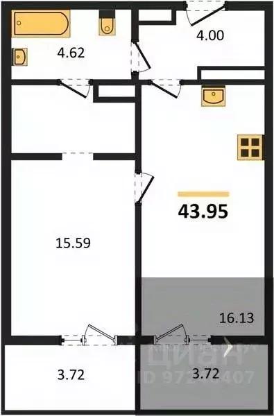 1-к кв. Воронежская область, Воронеж Краснознаменная ул., 72 (43.95 м) - Фото 0