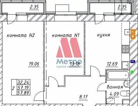 2-к кв. Ярославская область, Ярославский район, Заволжское с/пос, пос. ... - Фото 1