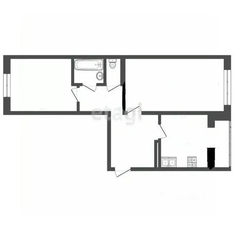 Квартира, 2 комнаты, 53.6 м - Фото 0
