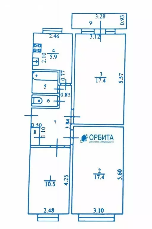 3-комнатная квартира: Боровский, улица 8 Марта, 1 (61.5 м) - Фото 1
