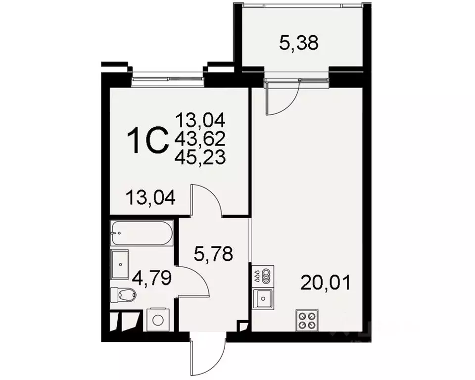 1-к кв. Тульская область, Тула Хлебная пл. (45.23 м) - Фото 0