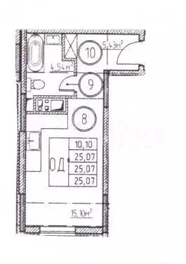 Квартира-студия, 25,1 м, 8/10 эт. - Фото 0
