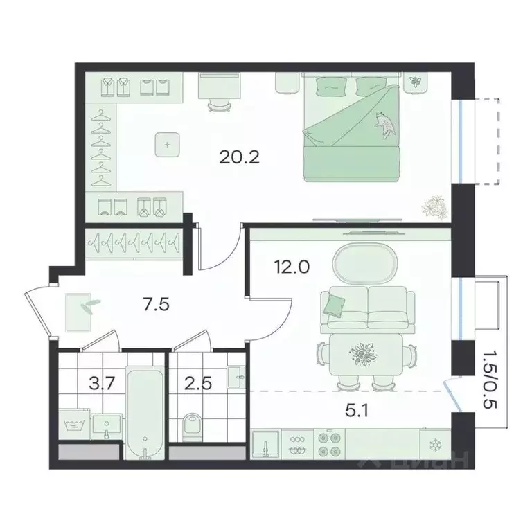 2-к кв. Московская область, Раменский муниципальный округ, Ильинский ... - Фото 1