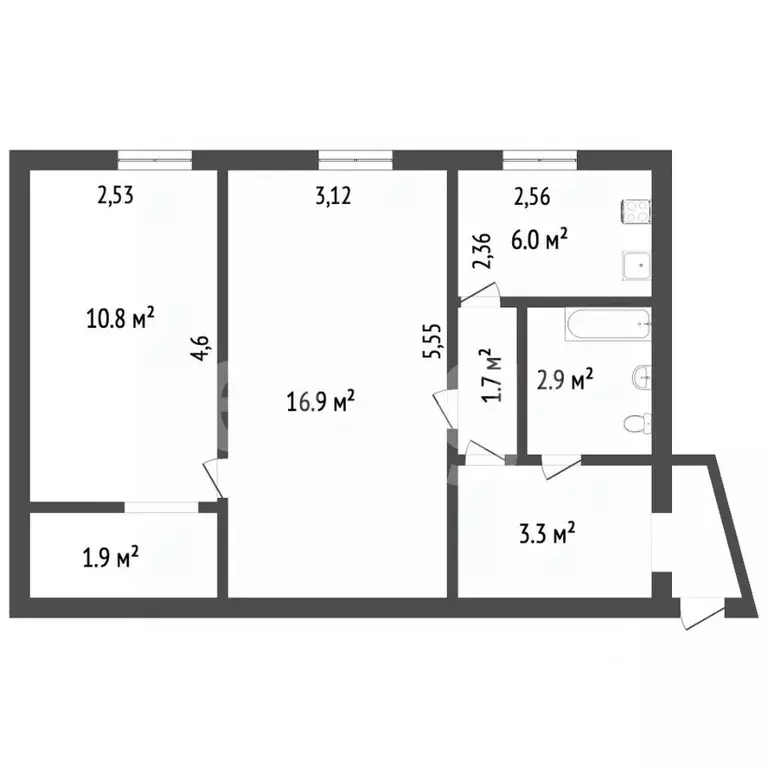 2-к кв. Севастополь ул. Надежды Краевой, 9 (42.5 м) - Фото 2