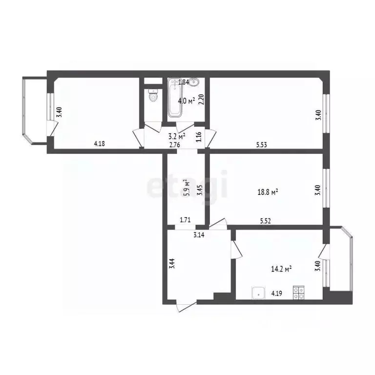 3-к кв. Тюменская область, Тюмень ул. Валентины Трофимовой, 4 (90.0 м) - Фото 1