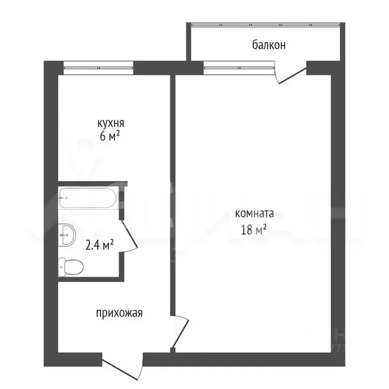 1-к кв. Красноярский край, Красноярск ул. 60 лет Октября, 104 (30.7 м) - Фото 2