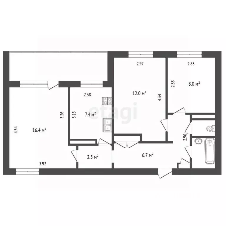 3-к кв. Крым, Щелкино Ленинский район, 34 (61.3 м) - Фото 2