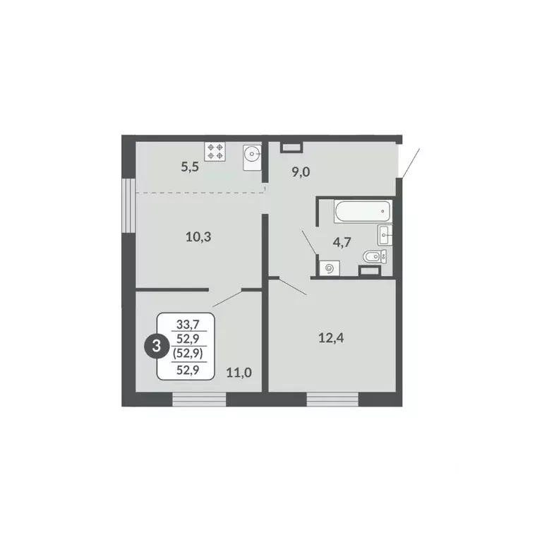 3-к кв. Кировская область, Киров Метро жилой комплекс (52.9 м) - Фото 0