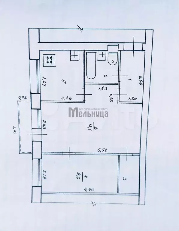 2-к. квартира, 43,3 м, 3/5 эт. - Фото 0
