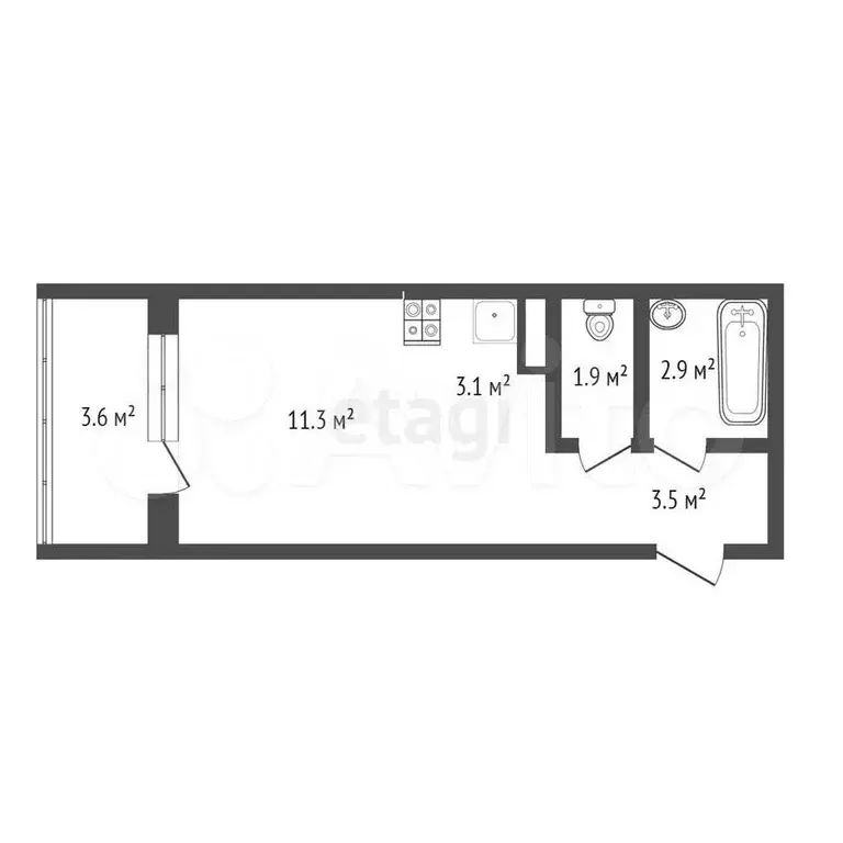 Квартира-студия, 26,5 м, 2/17 эт. - Фото 0