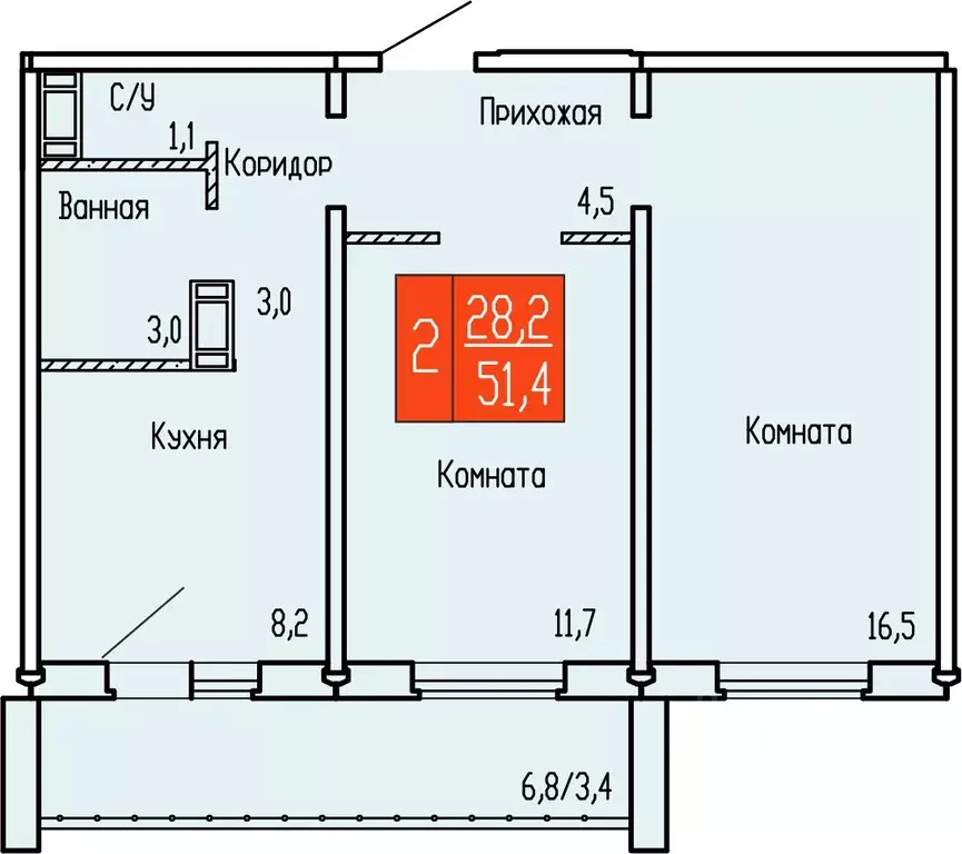 2-к кв. Курганская область, Курган ул. Карбышева, 52к1 (51.4 м) - Фото 0