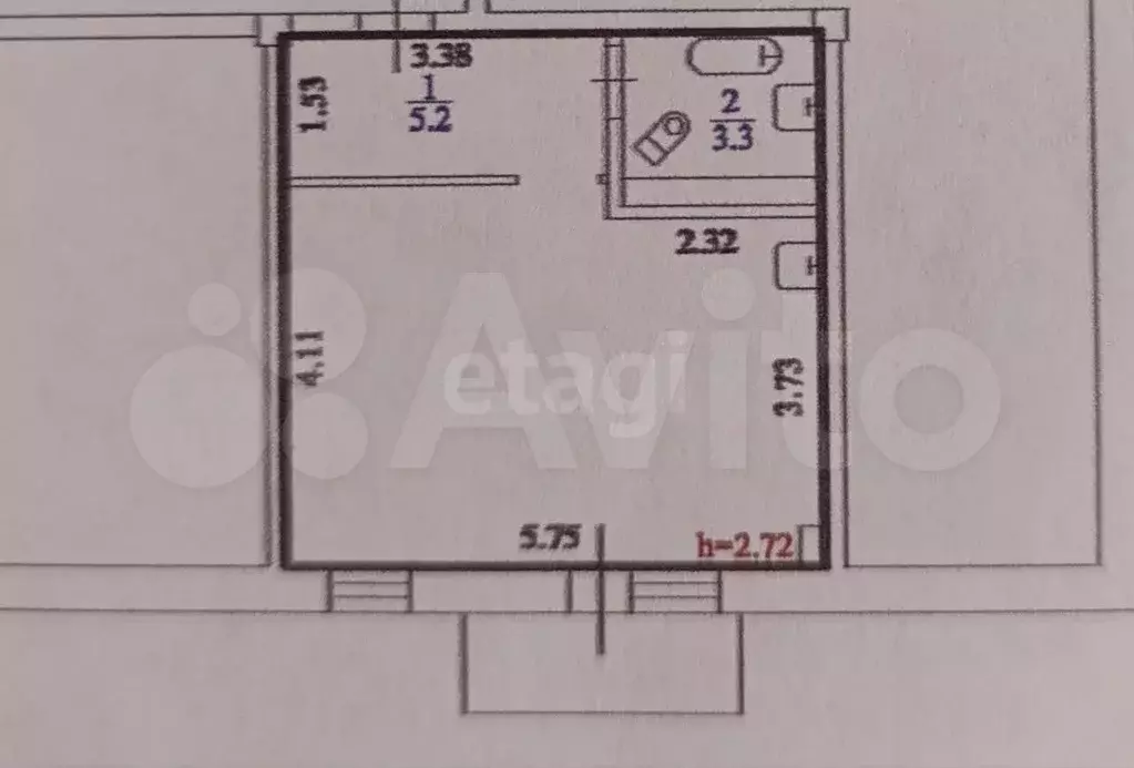 Квартира-студия, 31,2 м, 6/9 эт. - Фото 0