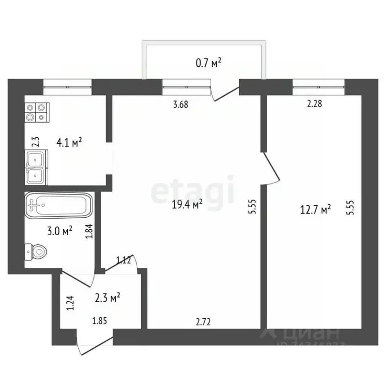 2-к кв. Крым, Евпатория ул. Казаса, 13 (41.5 м) - Фото 2