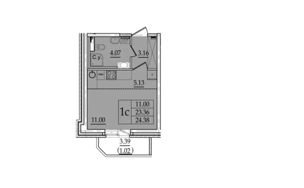 Продаётся квартира-студия, 24.38 м - Фото 1