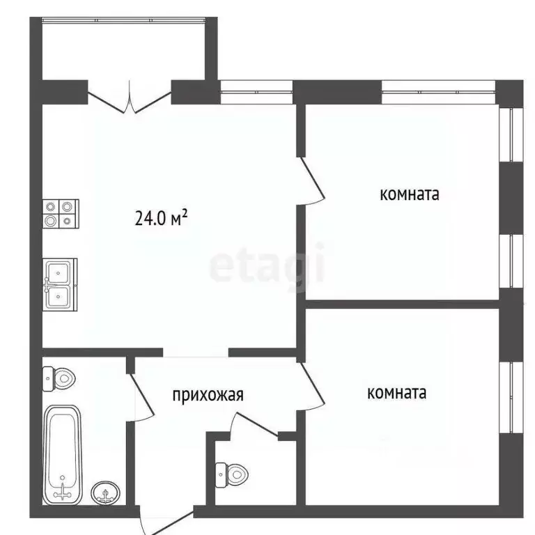 2-к кв. Калининградская область, Калининград Батальная ул., 65А (60.2 ... - Фото 2