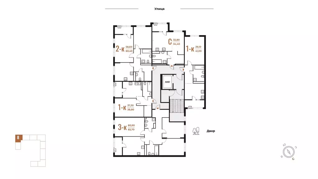 Студия Москва № 82 кв-л, Новое Летово жилой комплекс (34.4 м) - Фото 1