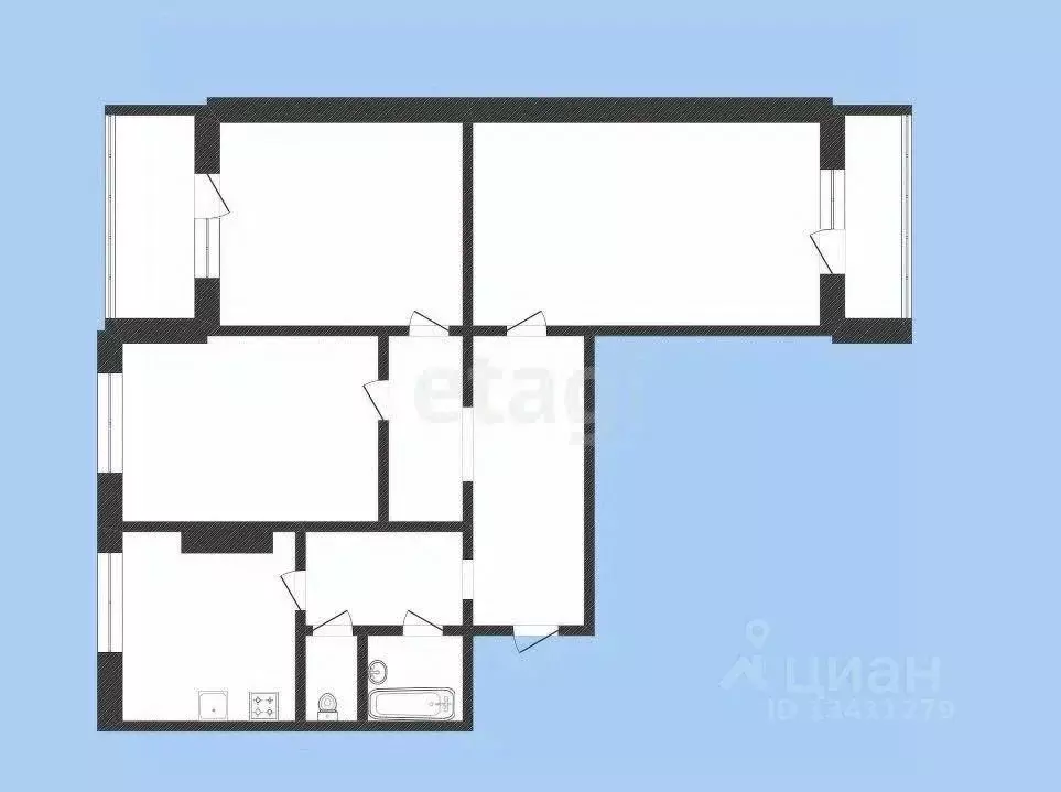 3-к кв. Белгородская область, Белгород ул. 5 Августа, 13а (71.9 м) - Фото 2