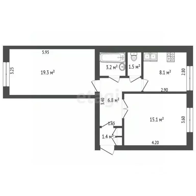 2-к кв. Архангельская область, Новодвинск ул. Ломоносова, 12 (55.7 м) - Фото 2
