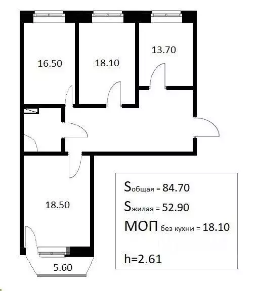 3-к кв. Санкт-Петербург просп. Энтузиастов, 20К1 (84.7 м) - Фото 1