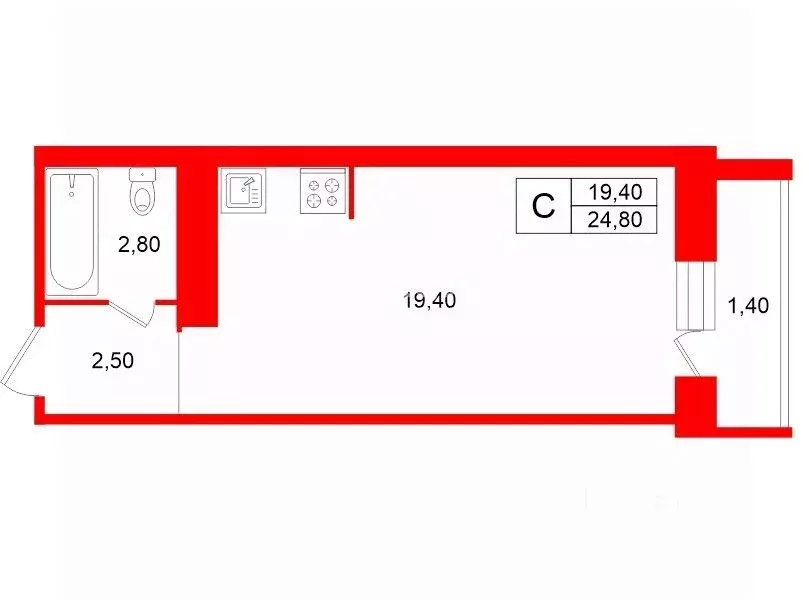 Студия Санкт-Петербург Пулковская ул., 6к2 (24.8 м) - Фото 2