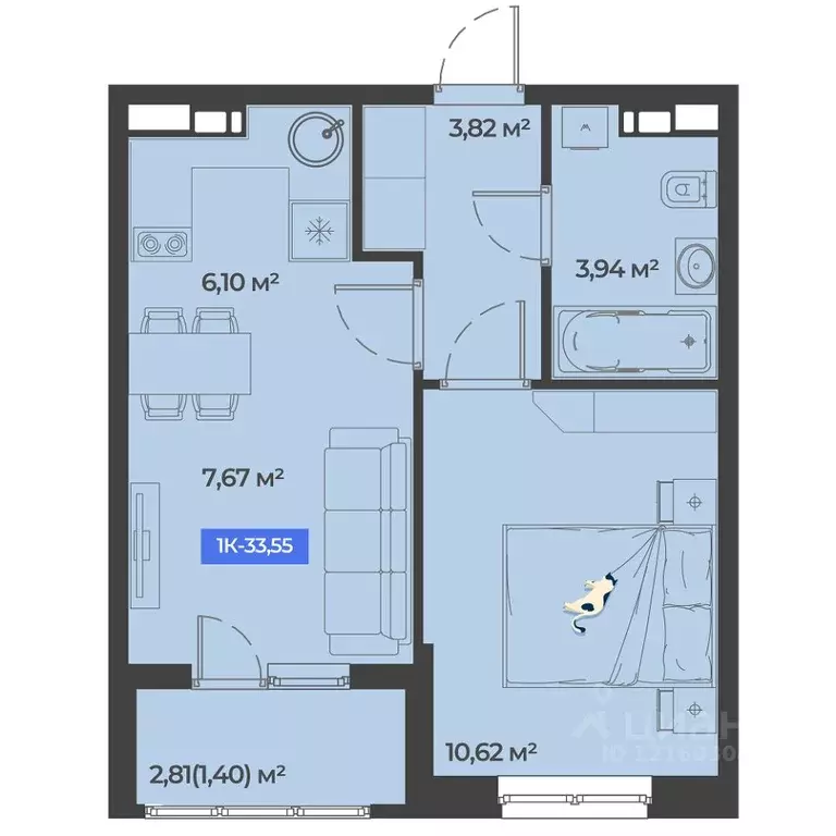 1-к кв. Краснодарский край, Краснодар ул. Краеведа Соловьева, 4 (33.55 ... - Фото 1