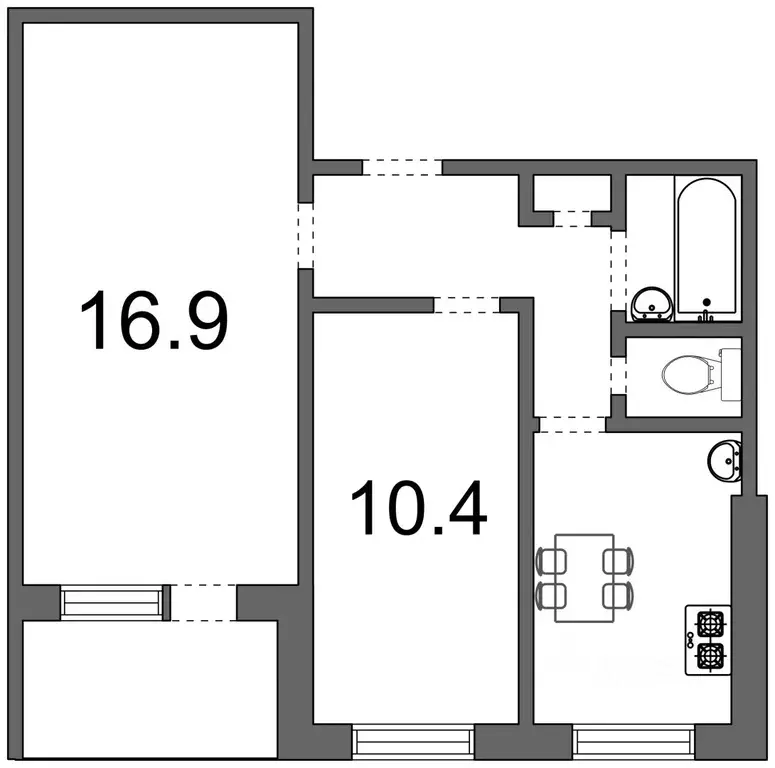 2-к кв. Омская область, Омск ул. Ватутина, 4 (43.5 м) - Фото 1