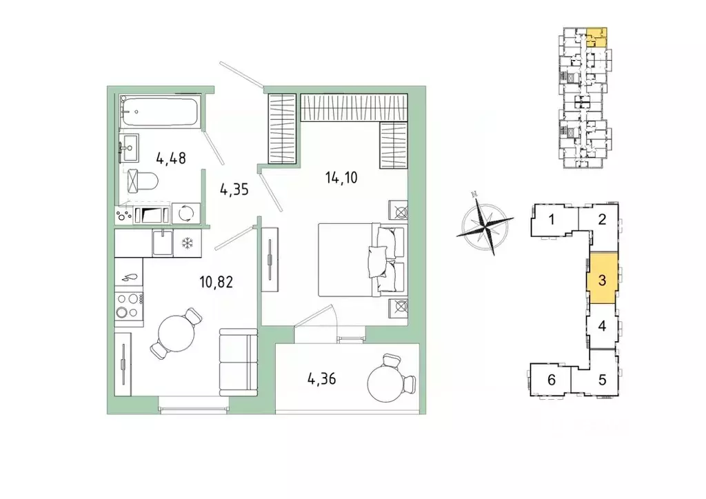 1-к кв. Ленинградская область, Гатчина Въезд мкр,  (35.93 м) - Фото 1