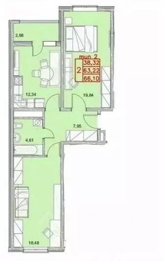 2-к кв. Краснодарский край, Анапа ш. Супсехское, 39к14 (66.0 м) - Фото 2